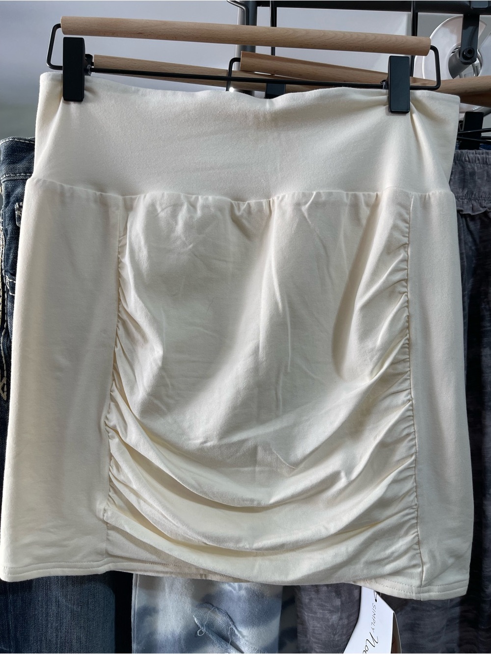 Simply Noelle Ivory Ruched Mini Skirt
